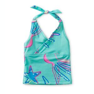 Tea Collection Girls Tie Tankini Swim Suit Top in Caribbean Reef